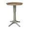 International Concepts Round 30 in Rd Pedestal Bar Ht Table, 2 X-Back Bar Ht Stools, Hickory/Stone, 30 W, 30 L, 41.1 in H K41-30RT-27B-S6133-2 - alternate 2